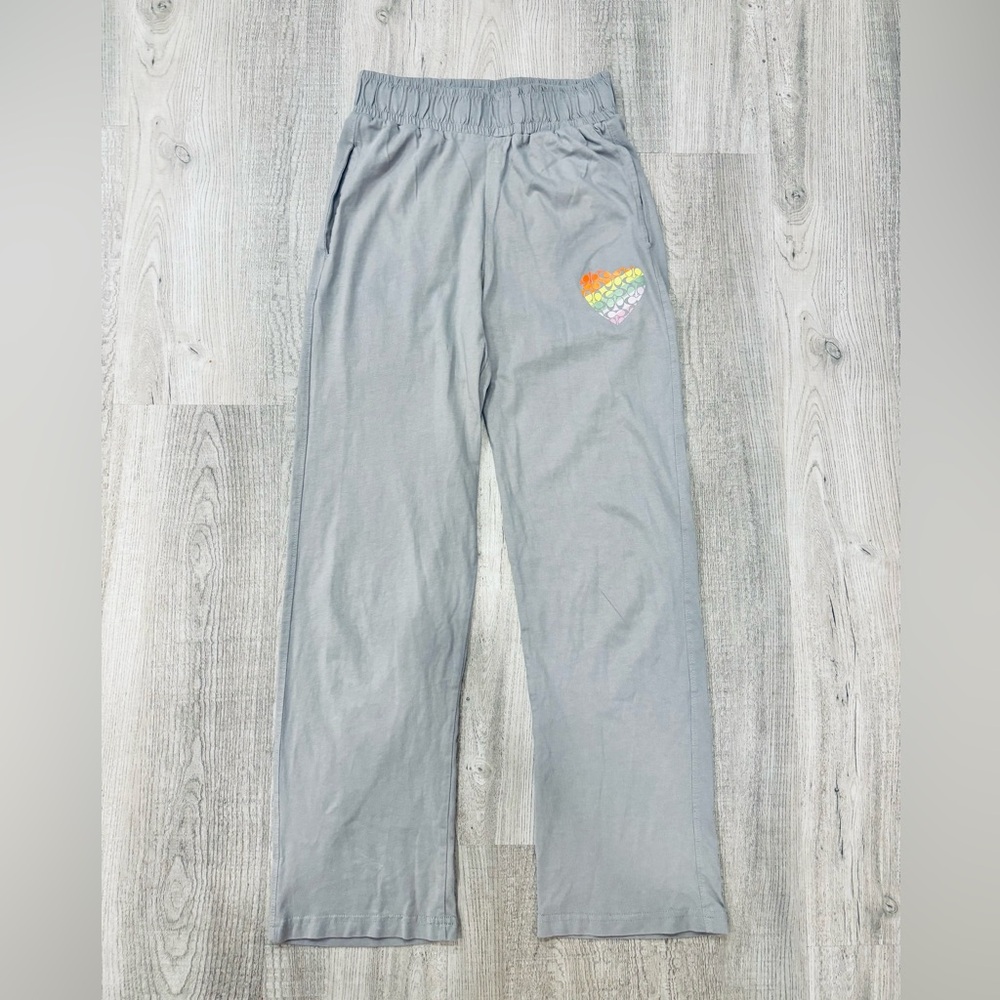 Coach Gray Joggers Lounge Pants with Rainbow Heart Small